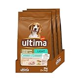 Ultima Medium-Maxi Light In Fat Pollo, Comida seca para perros, Pack de 3 x 3kg, Total 9kg
