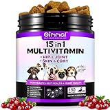 Suplementos de vitaminas multivitamínicas para perros,15 en 1 tabletas masticables...