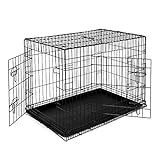 dibea lionto Jaula Transporte Plegable para Perros Caja de Transporte, (XL) 92x58x64 cm Negro